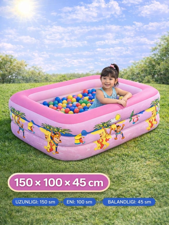 Надувной бассейн с мягким дном, надувной детский бассейн, 150×100×45 см