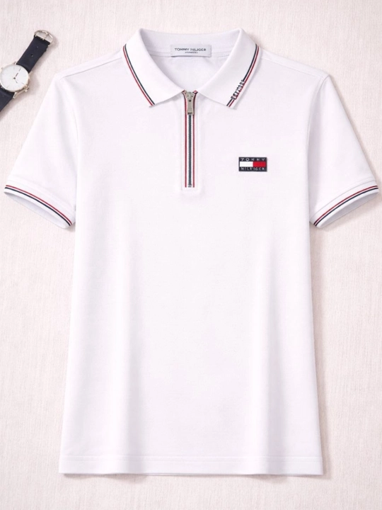 Zamonaviy Tommy Hilfiger finka yoqali erkaklar futbolkasi