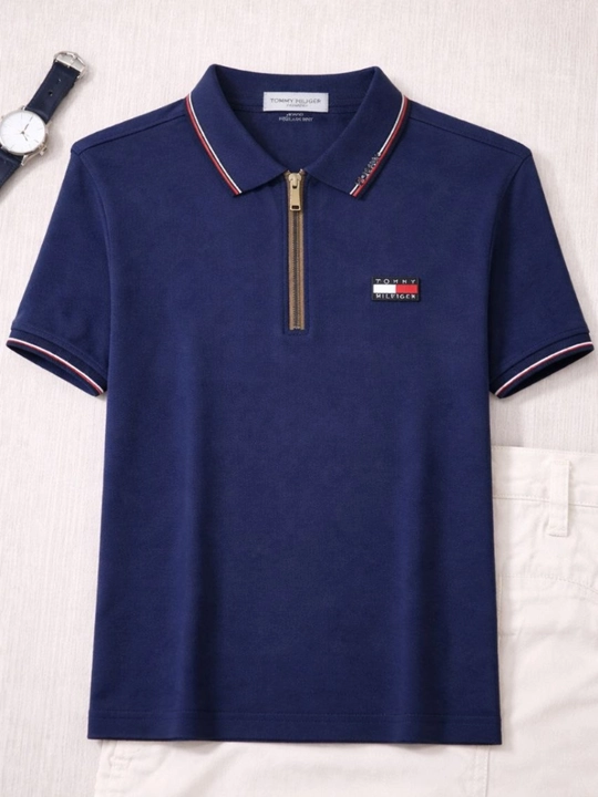 Zamonaviy Tommy Hilfiger finka yoqali erkaklar futbolkasi