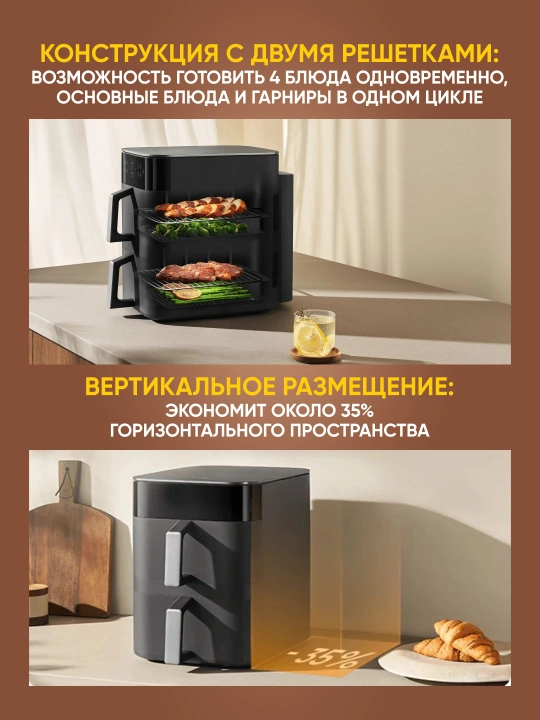 Xiaomi Smart Air Fryer 4.5, 5.5, 6.5, 10, 12L aqlli aerogril, Global qovurish pechi
