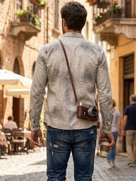 Erkaklar ko'ylagi, belga yopishgan, printli Slim Fit