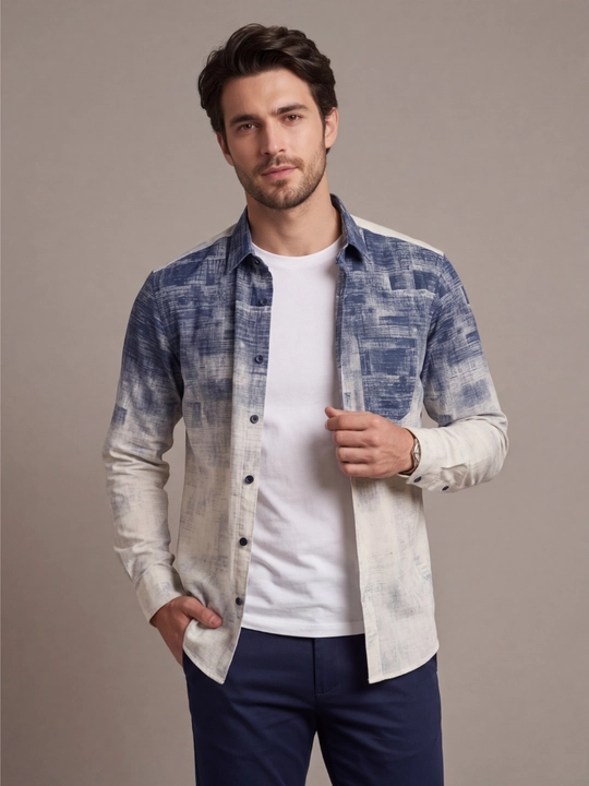 Erkaklar ko'ylagi, belga yopishgan, printli Slim Fit