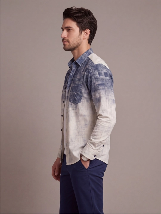 Erkaklar ko'ylagi, belga yopishgan, printli Slim Fit