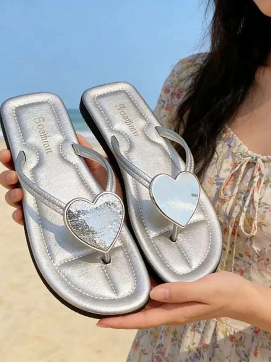 Ayollar uchun slans, yurak shaklli yozgi shippak, yengil, qulay, universal casual