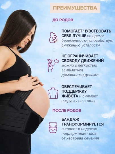 Бандаж для беременных и послеродовой, 4 в 1, универсальный поддерживающий пояс — CHRM-BND-ЧЕРН-L
