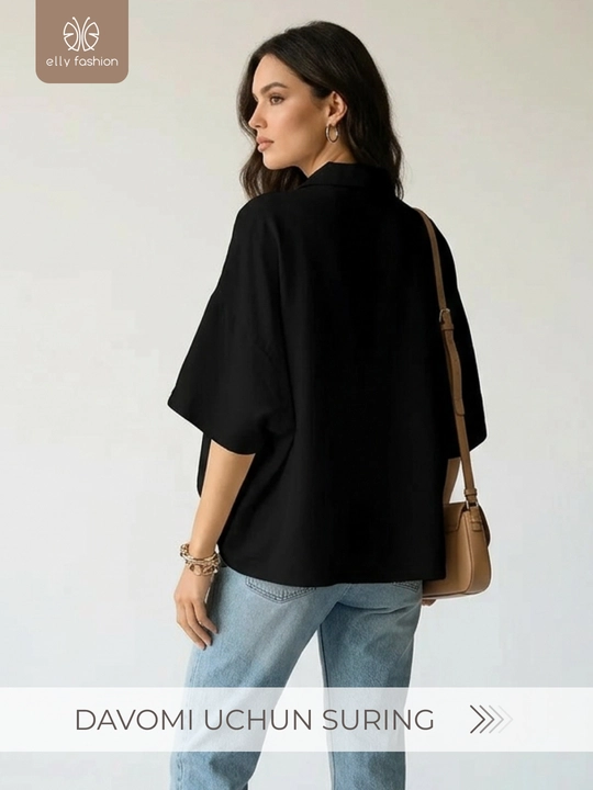 Bluzka ayollar uchun yozgi, keng bichimli - EllyFashion