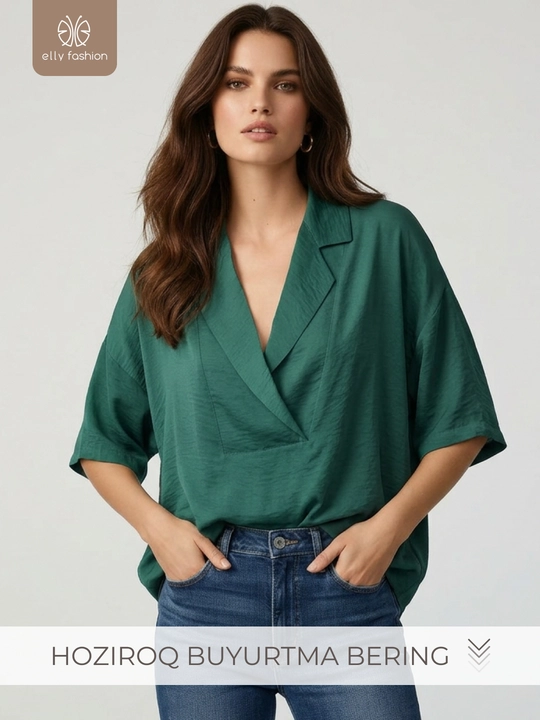 Bluzka ayollar uchun yozgi, keng bichimli - EllyFashion