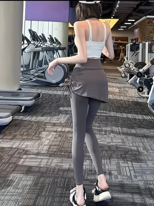 Ayollar uchun fitnes va yoga uchun yubkali legginslar, sport losinlari, tor fitnes kiyimlari - 