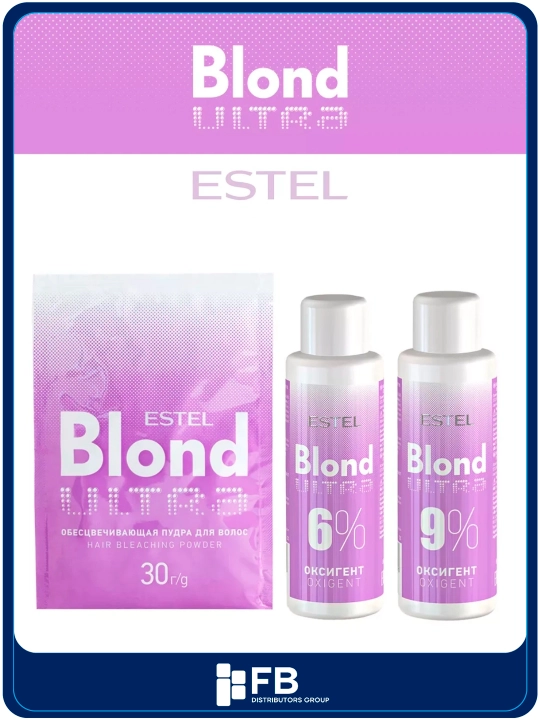 Sochlar uchun оqartiruvchi kukun va 6% va 9% oksigen, Estel Ultra Blond - 