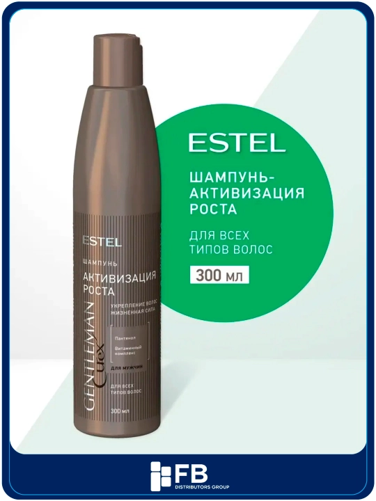 Soch o'sishini faollashtiruvchi shampun Curex Gentleman Estel, erkaklar uchun, 300 ml - 