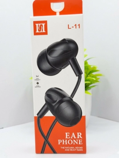 L-11 mikrofonli simli vakuumli quloqchinlar (3.5 mm) — Qora / Oq - 