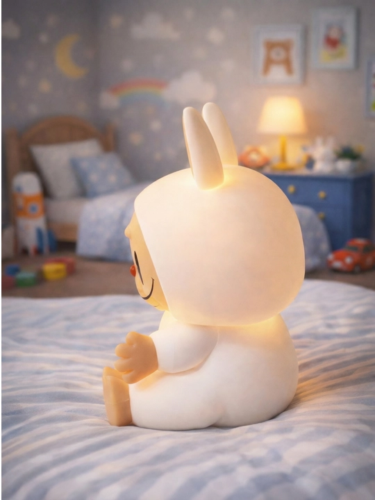 Детский силиконовый ночник, LED, с сенсорным управлением и сменой цвета, USB Big Face Rabbit