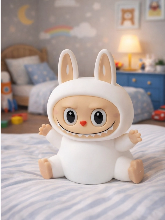 Bolalar uchun silikon tungi chiroq, LED, sensorli, rang o‘zgartiruvchi, USB Big Face Rabbit - 