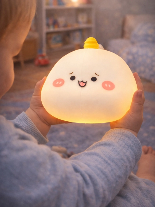 Детский силиконовый ночник, LED, с сенсорным управлением и сменой цвета, USB Big Face Rabbit