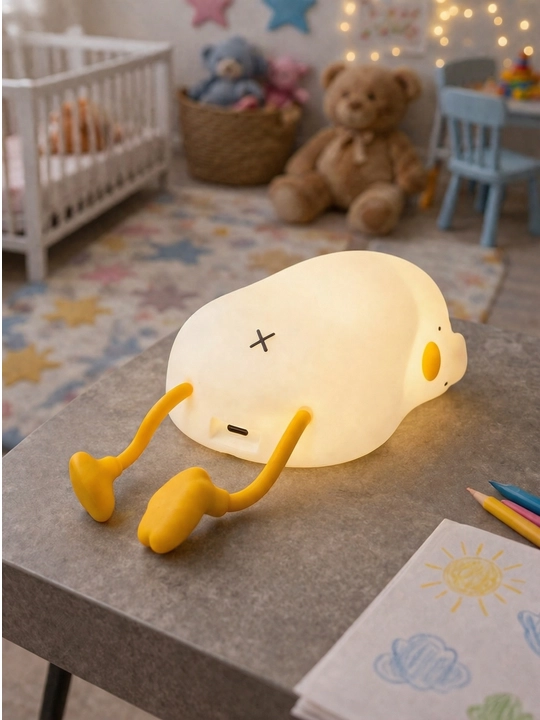 Детский силиконовый ночник, LED, с сенсорным управлением и сменой цвета, USB Big Face Rabbit