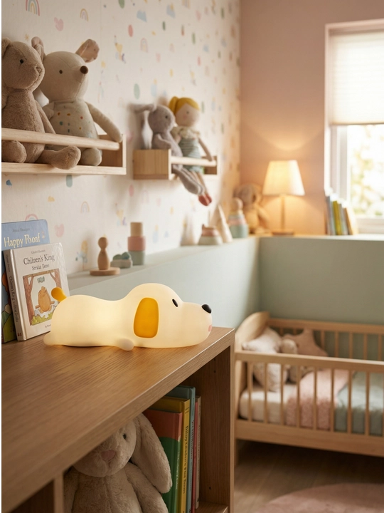 Детский силиконовый ночник, LED, с сенсорным управлением и сменой цвета, USB Big Face Rabbit