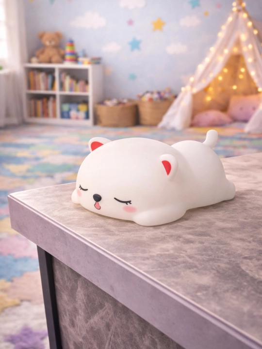 Детский силиконовый ночник, LED, с сенсорным управлением и сменой цвета, USB Big Face Rabbit