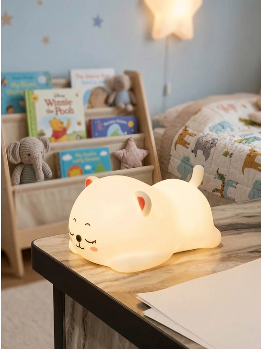 Детский силиконовый ночник, LED, с сенсорным управлением и сменой цвета, USB Big Face Rabbit