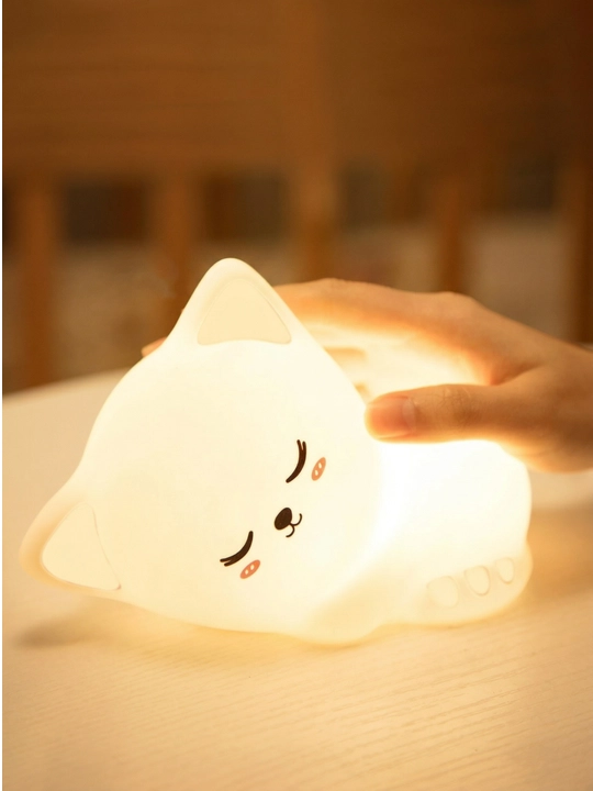 Детский силиконовый ночник, LED, с сенсорным управлением и сменой цвета, USB Big Face Rabbit
