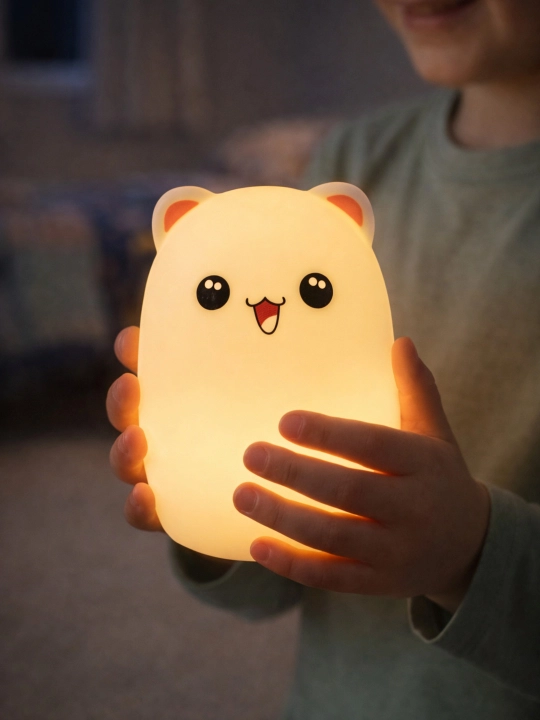 Детский силиконовый ночник, LED, с сенсорным управлением и сменой цвета, USB Big Face Rabbit
