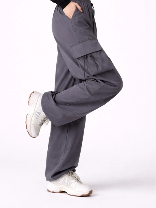 Ayollar cargo shim keng cho‘ntakli, jogger baland bel, erkin sport shim