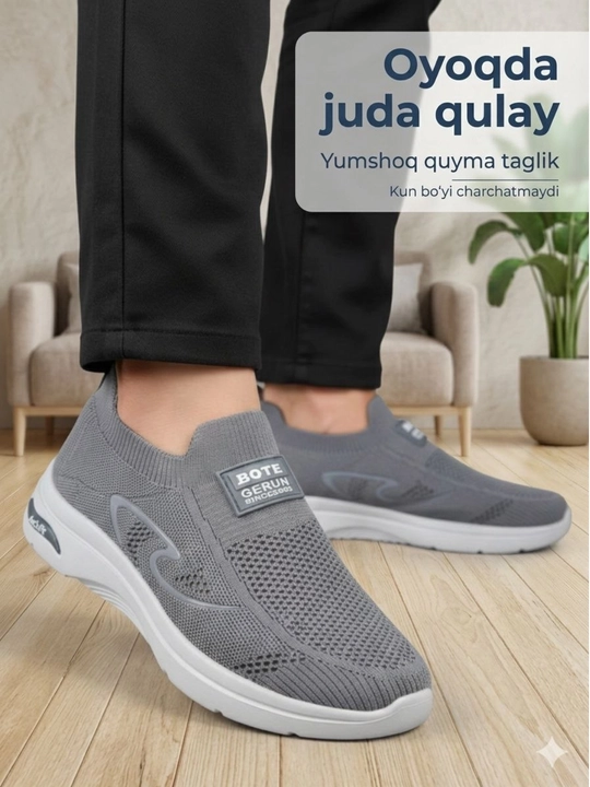 Erkaklar sliponlari, yengil, nafas oluvchi, yozgi, har kunlik qulay oyoq kiyim