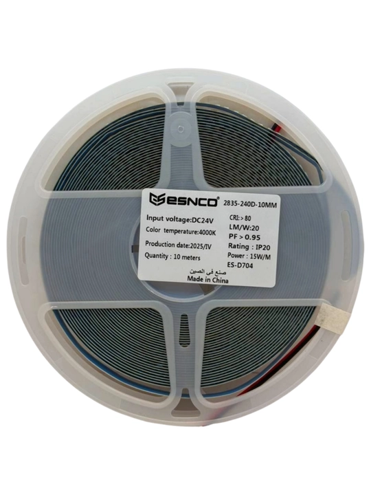 LED лента 24V 3500K (10 метров) – 120/240 LED/м, SMD 2835, 10 мм, резка 5 см, тёплый - 