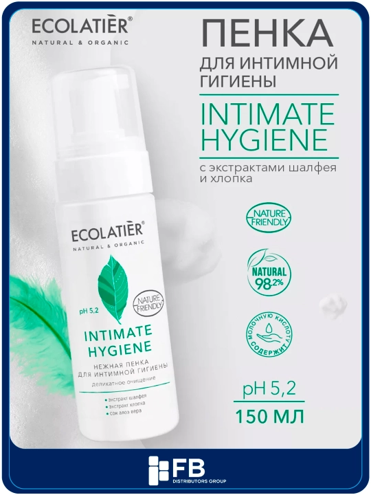 Adaay va paxta ekstraktlari bilan, intim gigiena uchun yumshoq ko'pik, 150 ml - 