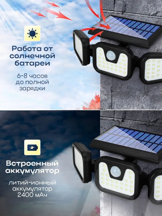 Harakat sensori bor, 3 ta ish rejimli quyosh batareyali ko‘cha chirog‘i+ pult
