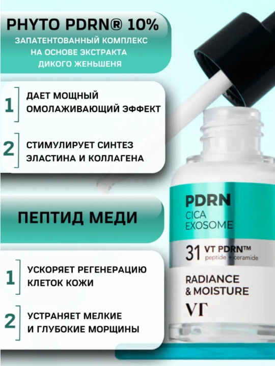 VT Cosmetics сыворотка ПДРН с пептидами и экзосомами PDRN R5 Firming Ampoule, 30 мл