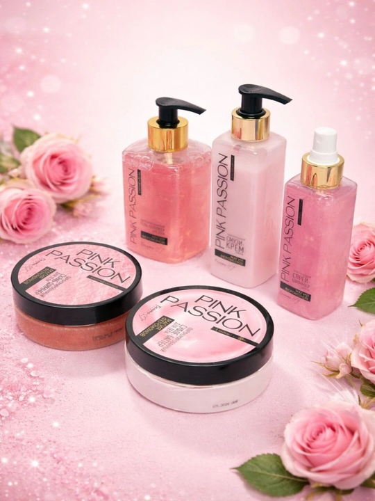 Линия средств по уходу за телом "Pink Passion" спрей, скраб, лосьон, гель - 
