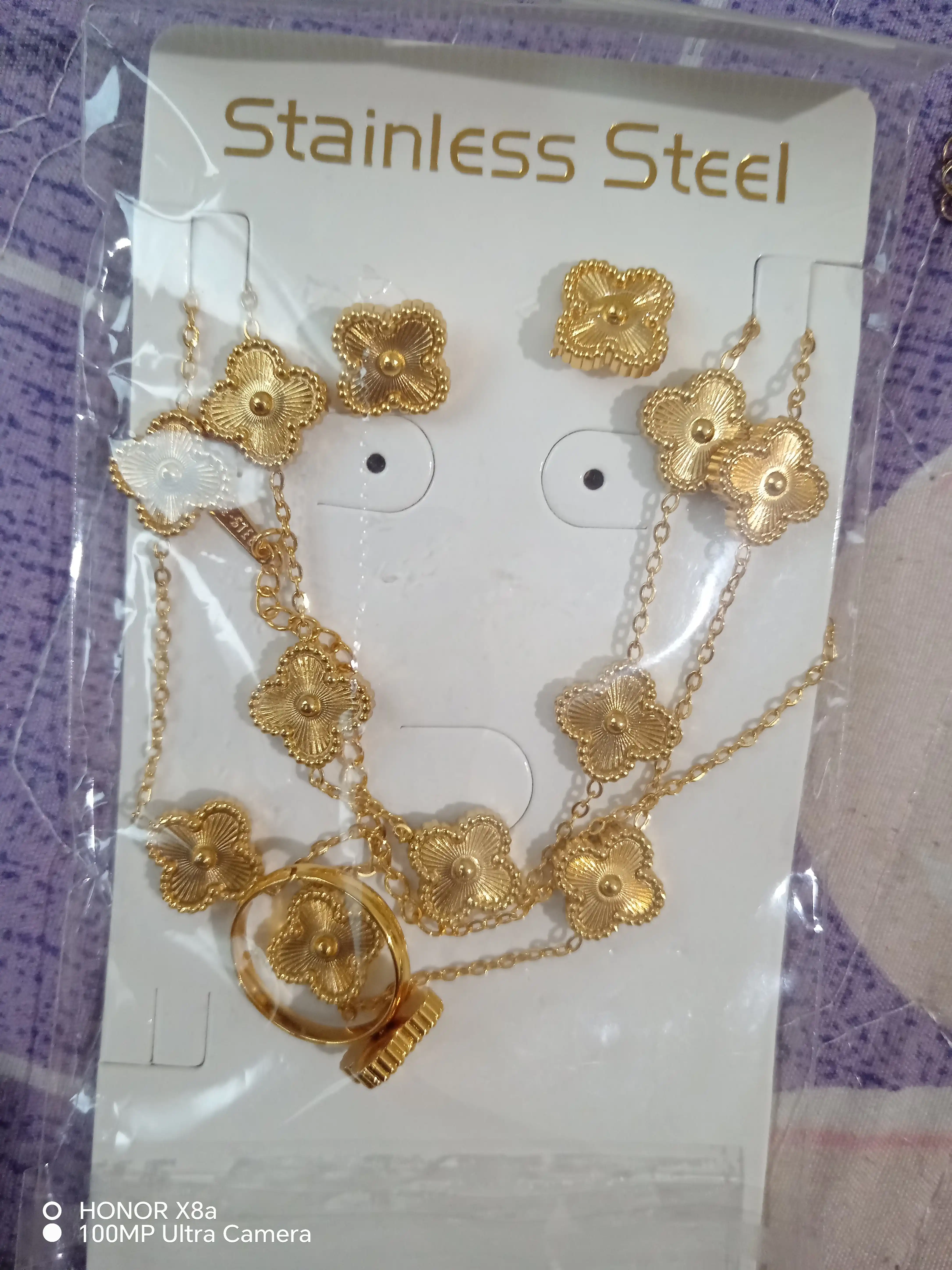 VAN CLEEF набор бижутерий, кольцо, серьги, цепочка, браслет