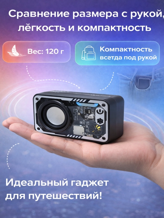 Mini Bluetooth колонка – портативная, стереозвук, мощный бас