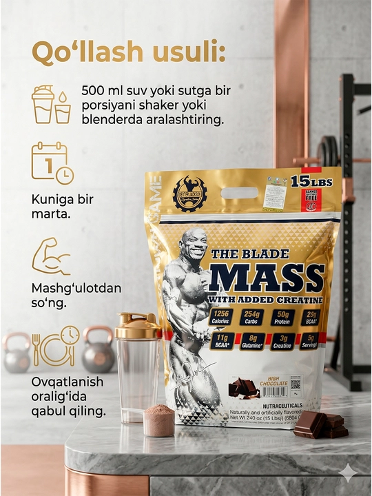 Dexter Jackson Mass Gainer ta’mli - kuch va massa uchun uglevod-oqsil geyneri