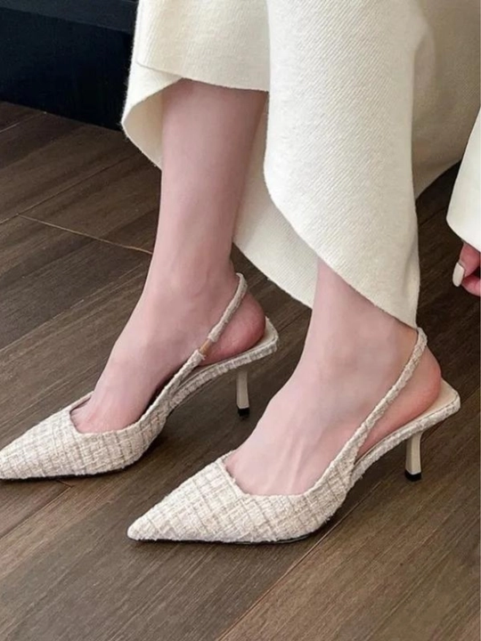 Ayollar uchun elegant tufli, slingback model, past poshna, qulay va zamonaviy dizayn