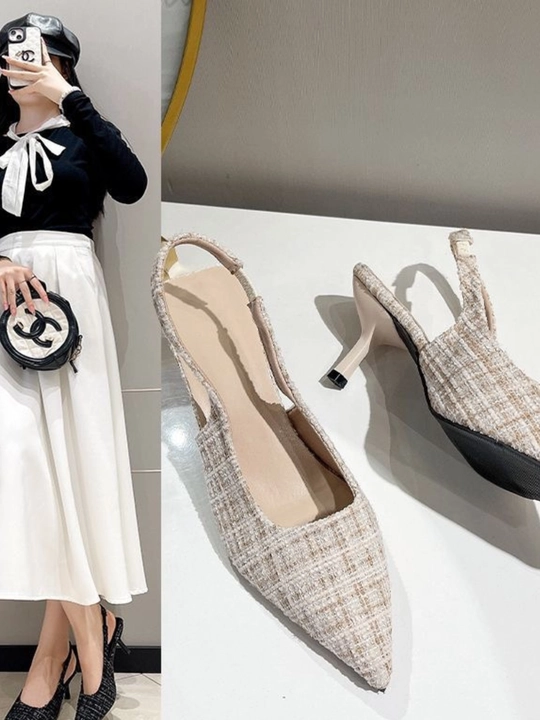 Ayollar uchun elegant tufli, slingback model, past poshna, qulay va zamonaviy dizayn