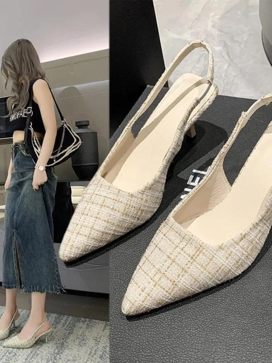 Ayollar uchun elegant tufli, slingback model, past poshna, qulay va zamonaviy dizayn