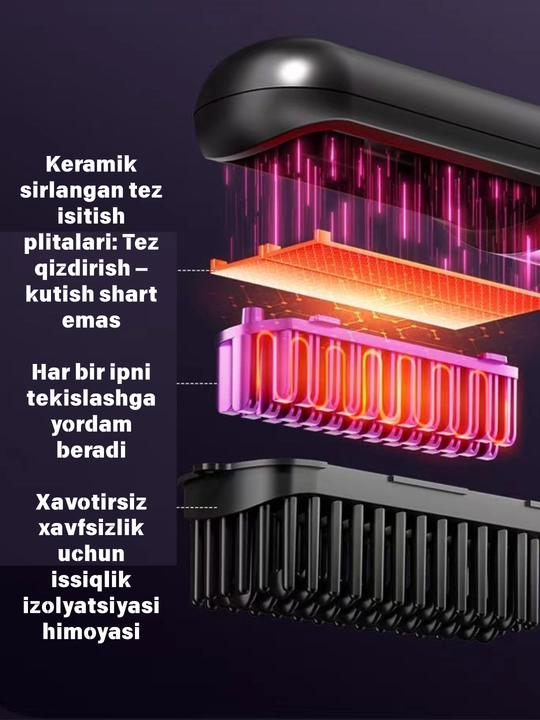 4 rejimli LED ko‘rsatkichli sochni tekislaydigan taroq – aqlli harorat nazorati