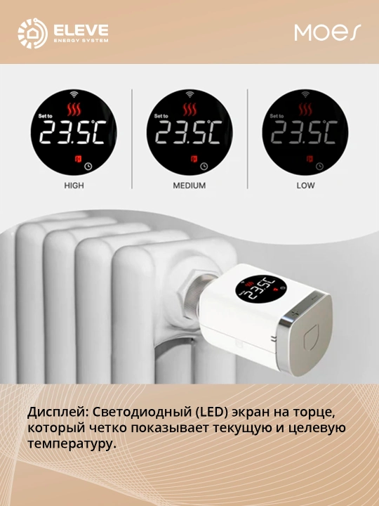 Умный термостат для радиатора Moes Wi-Fi