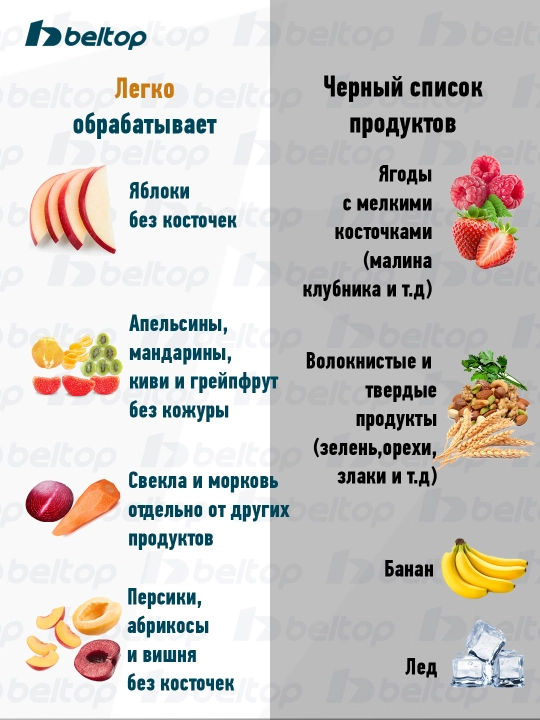 Beltop sharbat chiqargich meva va sabzavotlar uchun oshxona texnikasi