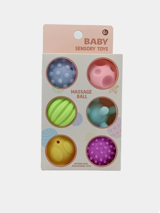 Baby Sensory Toys sensorli koptokchalar to‘plami, massaj uchun, 6 dona