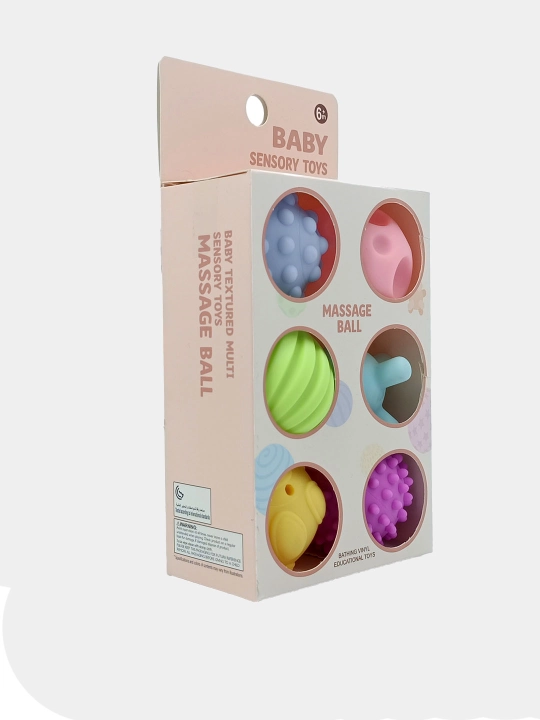 Baby Sensory Toys sensorli koptokchalar to‘plami, massaj uchun, 6 dona