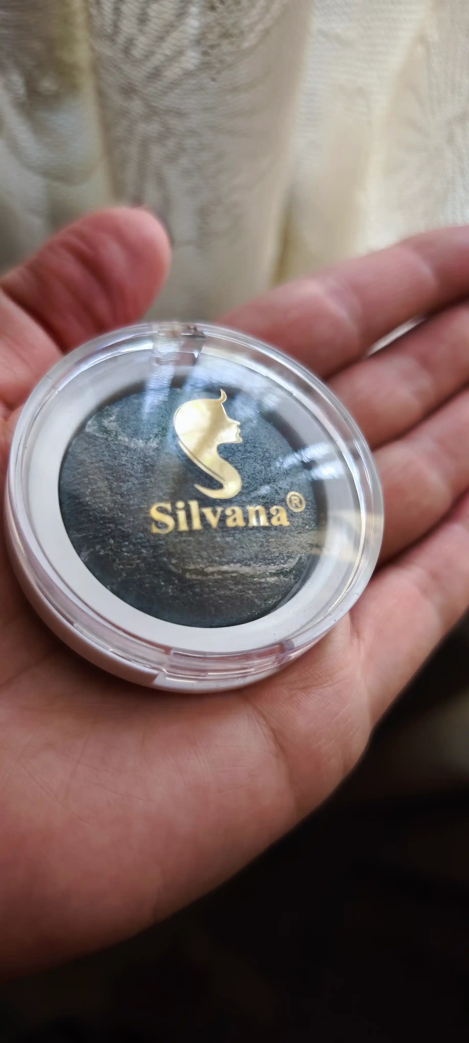 Моно тени для век SILVANA 09, с шиммером блестящие, серо-зеленый меланж