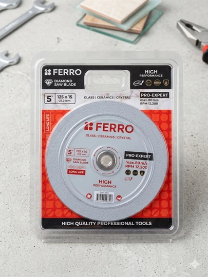 Алмазный диск FERRO Professional – Для резки стекла, керамики и кристалла (125мм)