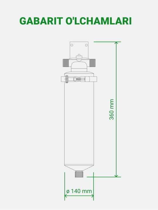 Magistral filtr korpusi Geyser-Premier 10SL 1/2, issiq va sovuq suv uchun
