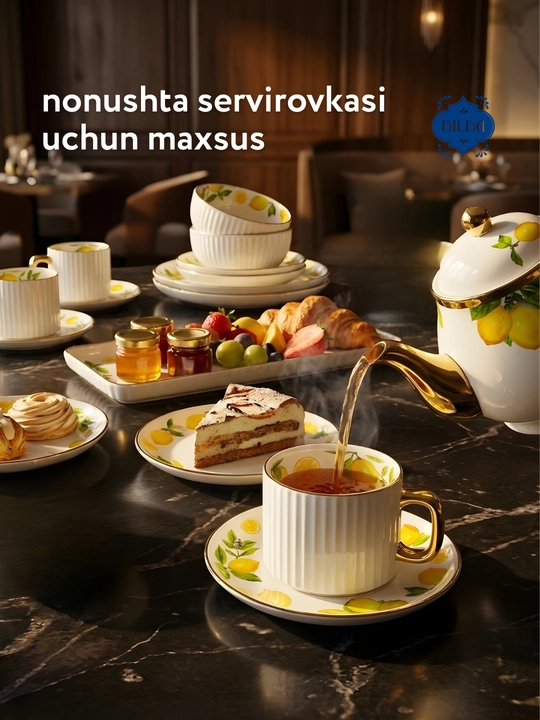 Фарфоровый набор столовой посуды, 36 и 34 предметов, на 6 персон, тарелки, чашки, пиалы