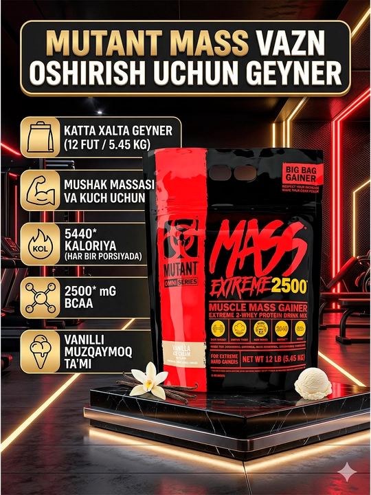 Mutant Mass со вкусом — гейнер для набора веса, массы и восстановления - 