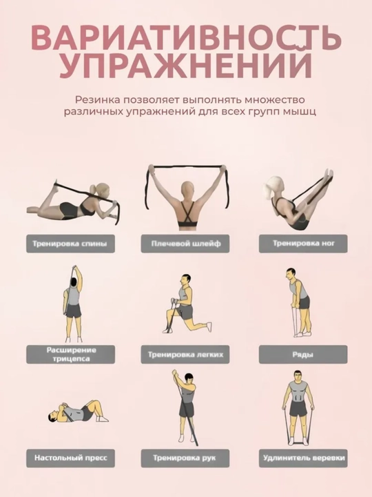 Резинка для фитнеса с петлями, 8 уровней нагрузок, эспандер для растяжки