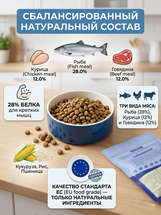 Сухой корм для взрослых кошек ZABPET, рыбный микс, для деликатного пищеварения, 400 г