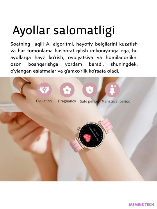 Ayollar AQLLI SOATi (smart watch), AMOLED, simsiz quvvatlash